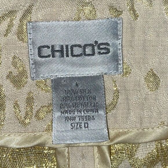 Chico’s Short Gold Jacket with‎ 3/4 length sleeves size 0 - Picture 3 of 7